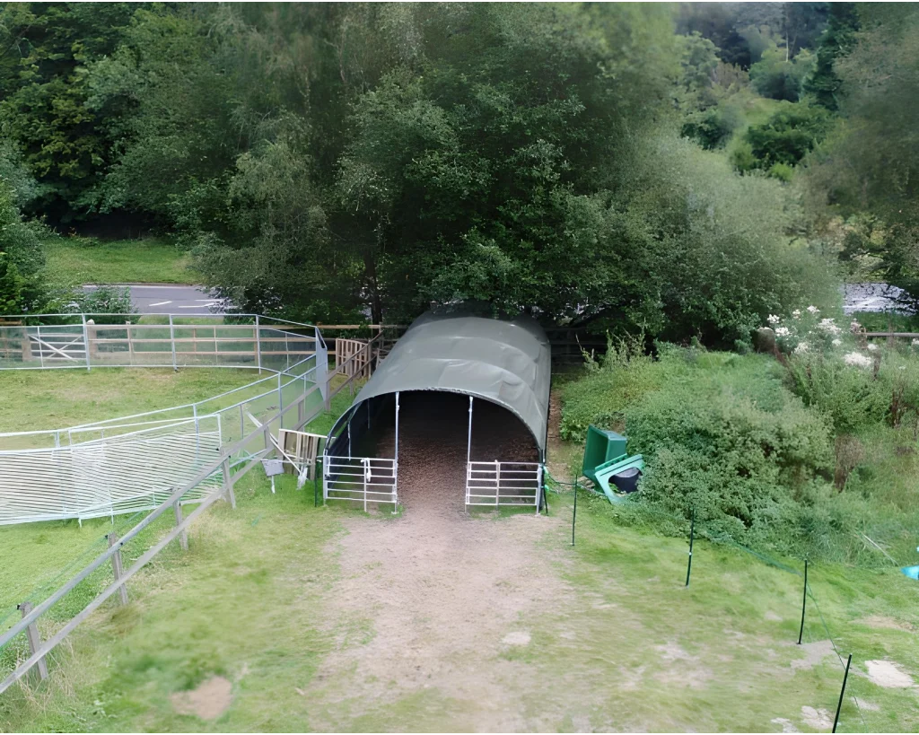 8m x 4m x2.4m (LxWxH) Enclosed livestock shelter - Green