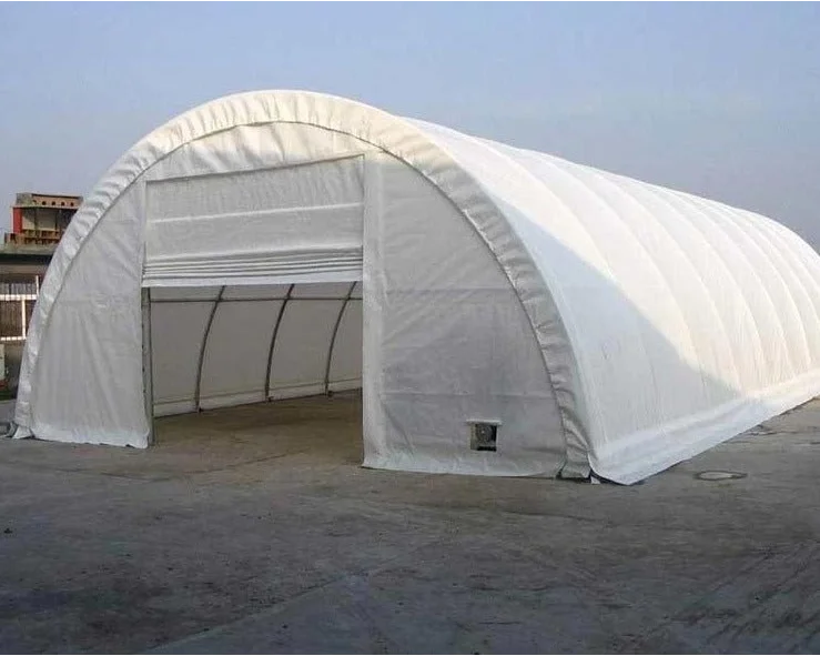 Single Truss - Round PVC Temporary building - Grey - Winch Operated Door