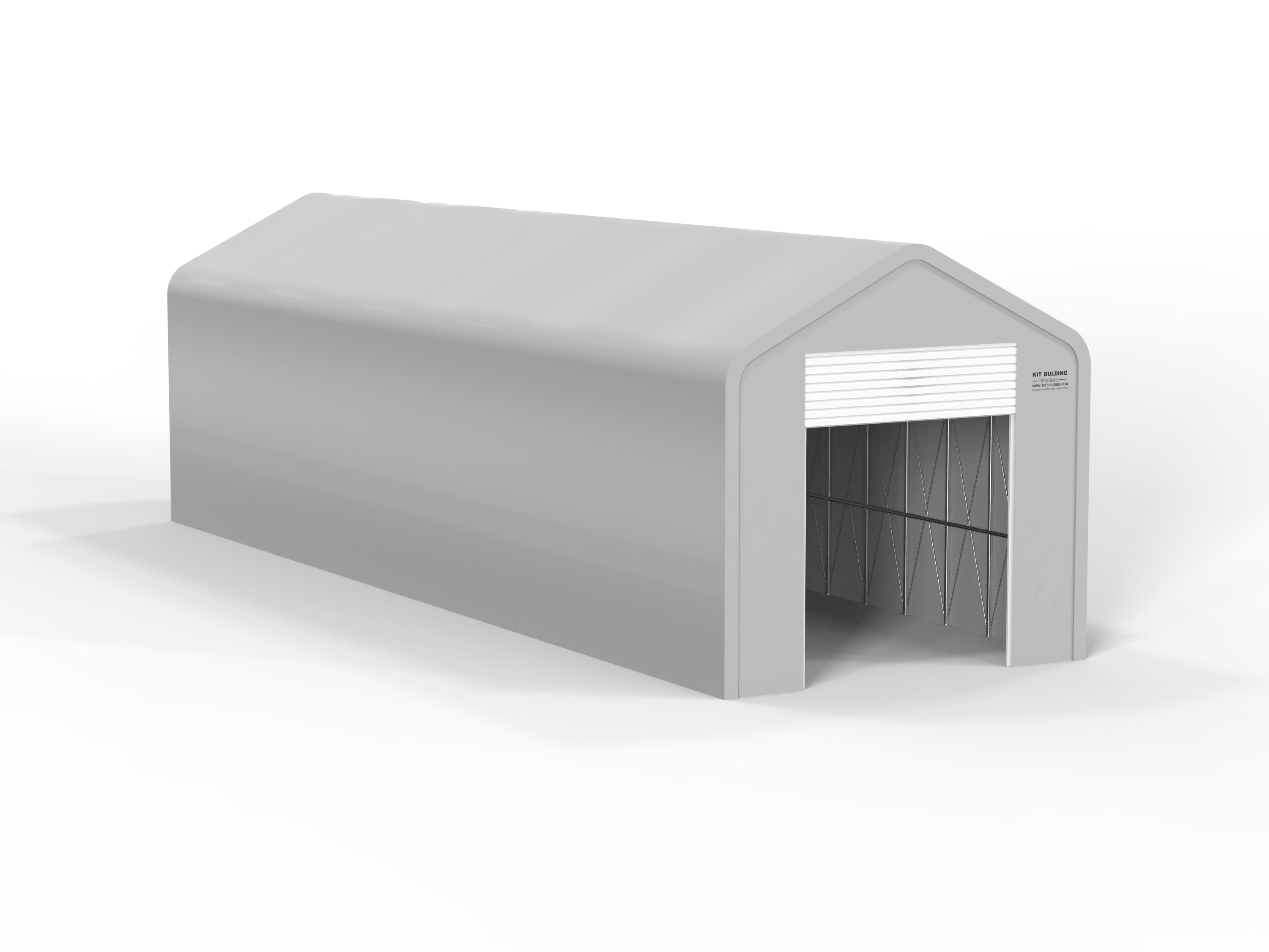Single Truss - PVC Building-  Grey – Automatic Roller Shutter 