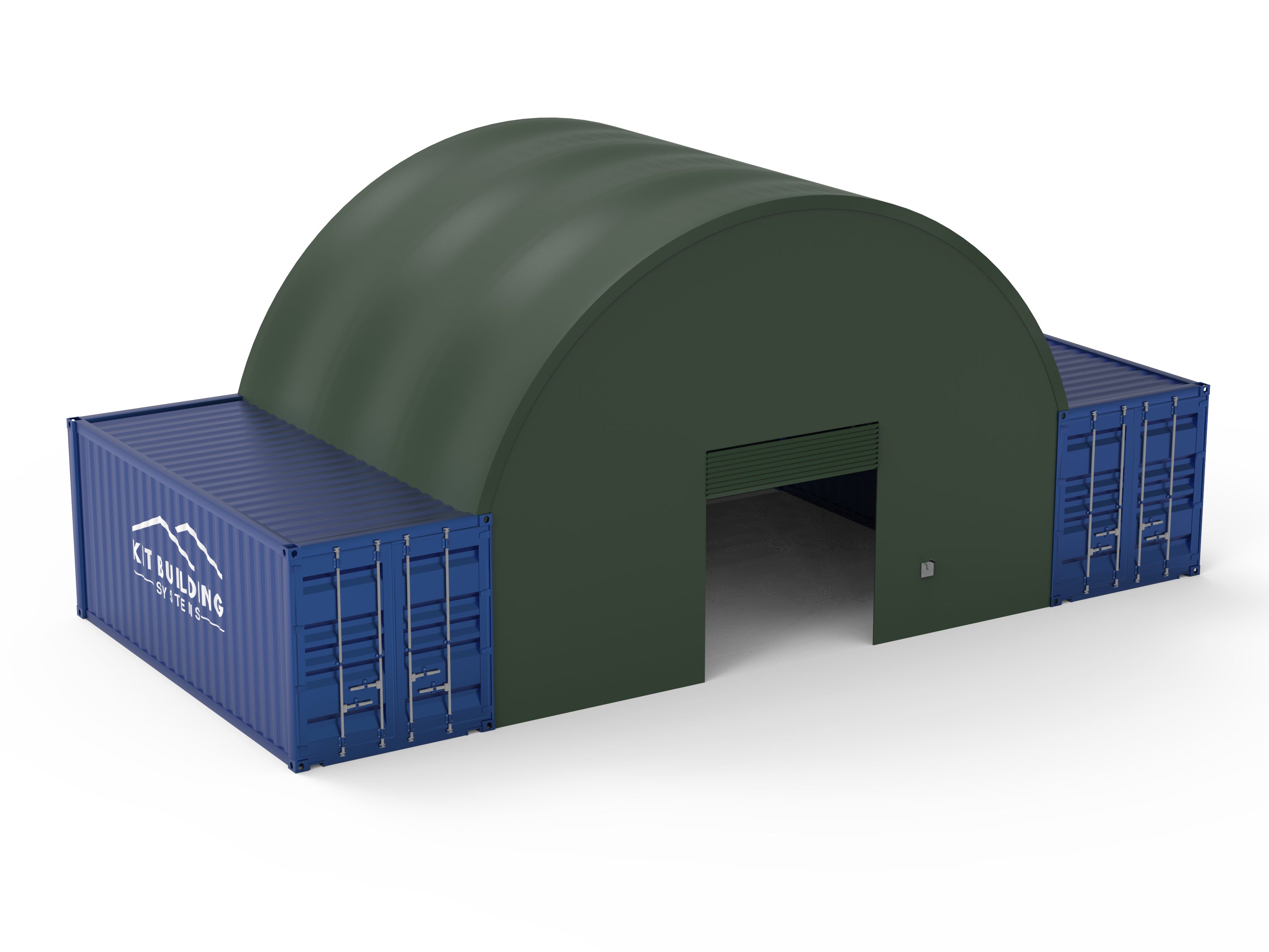 8mx6m- Single Truss Container canopy - Back panel and front panel with winch door - Green