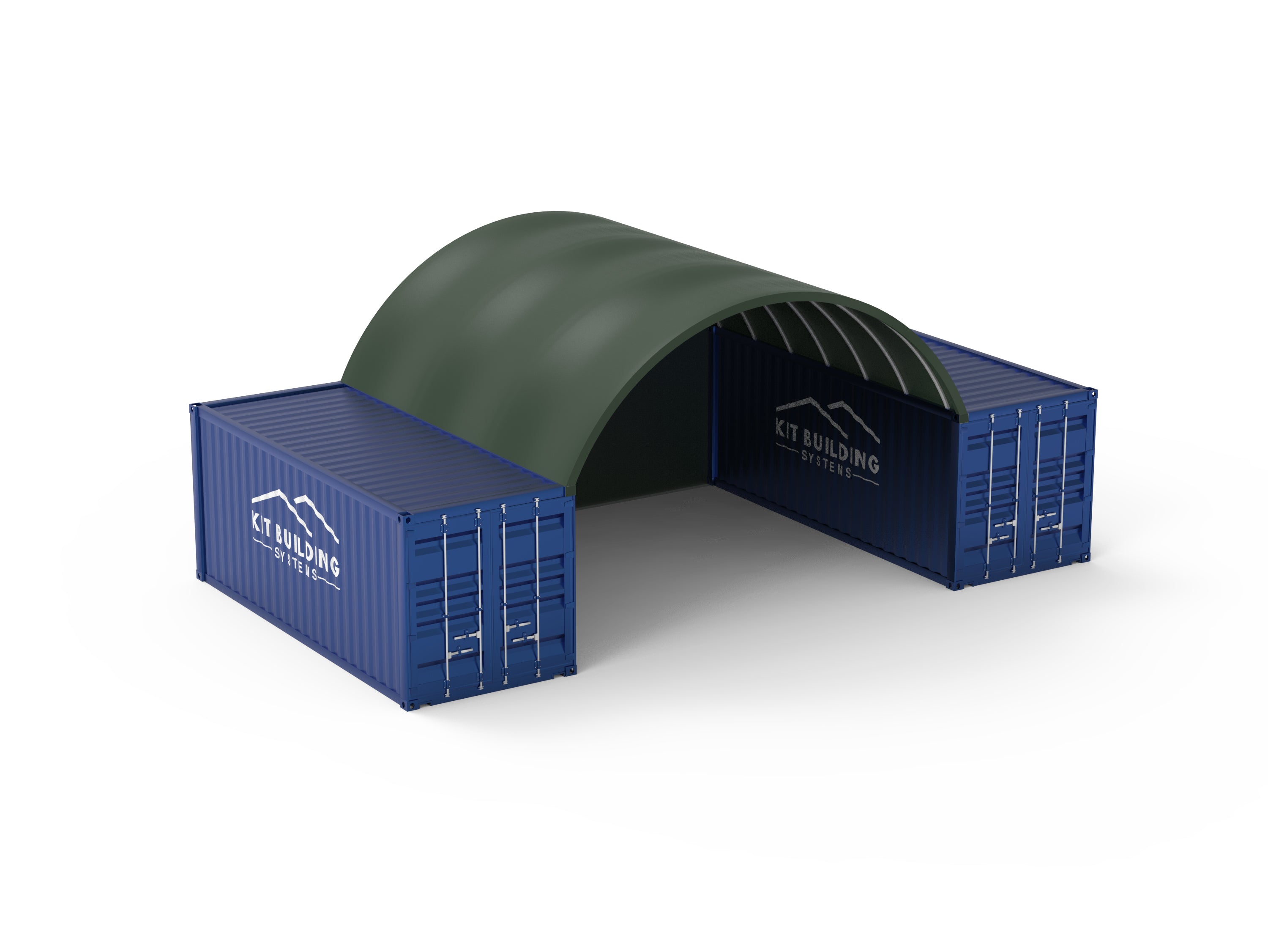 6mx6m Container Canopy - Single Truss Container canopy - closed back panel - Green