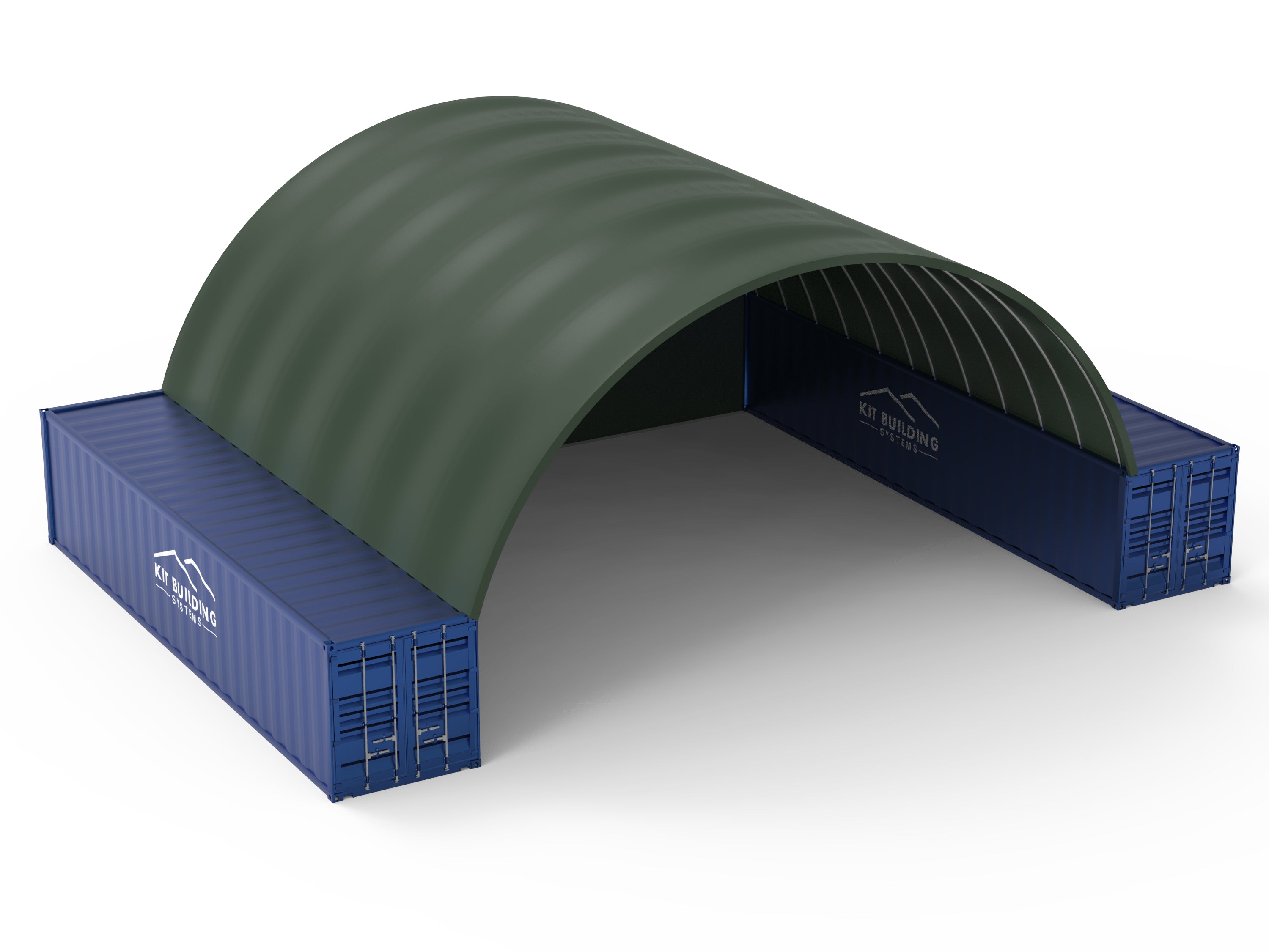 12m x 12m - Single Truss Container canopy - Closed back panel - Green