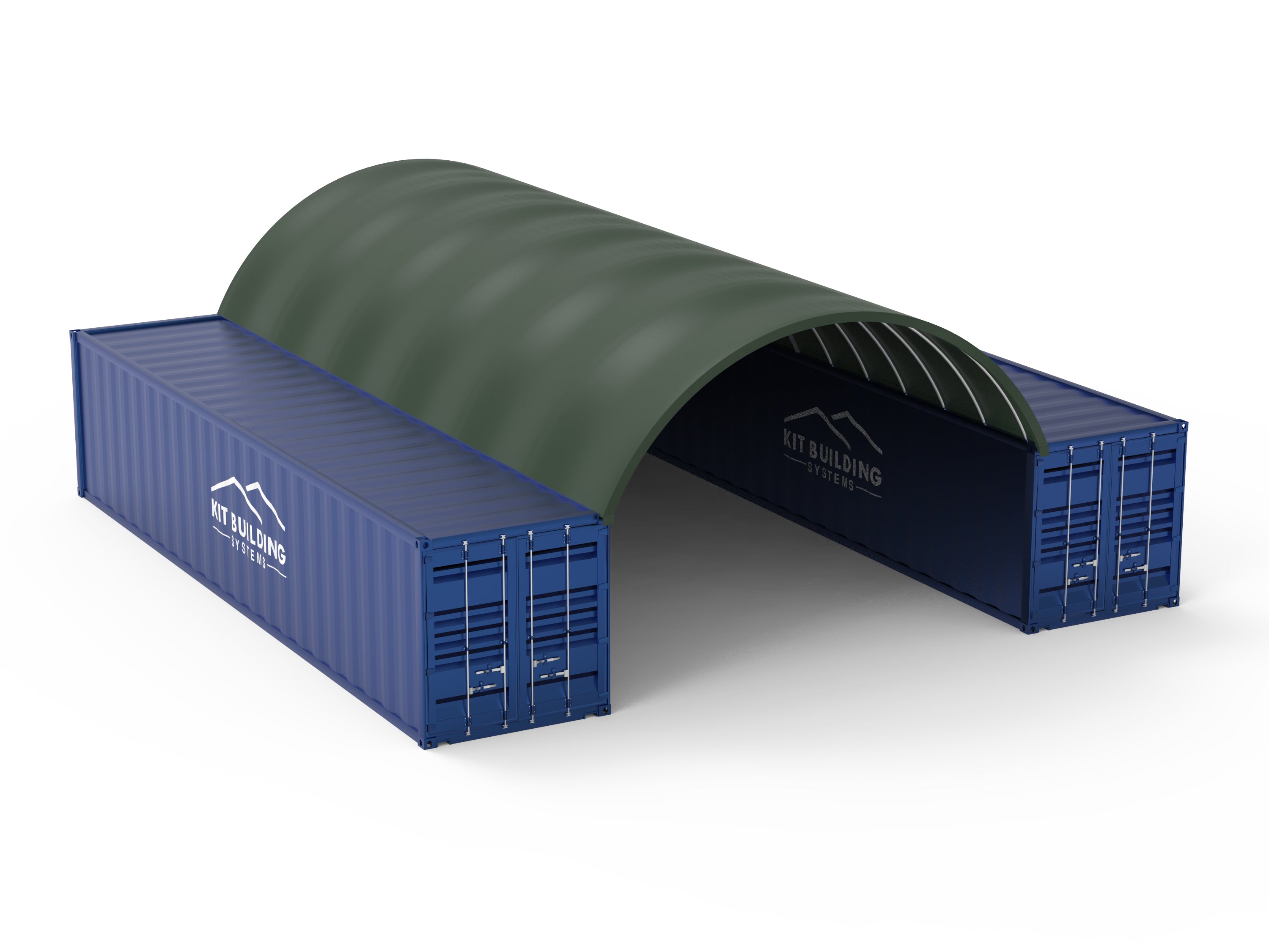 6m x 12m x 2m Container Canopy -  Open both ends – Green