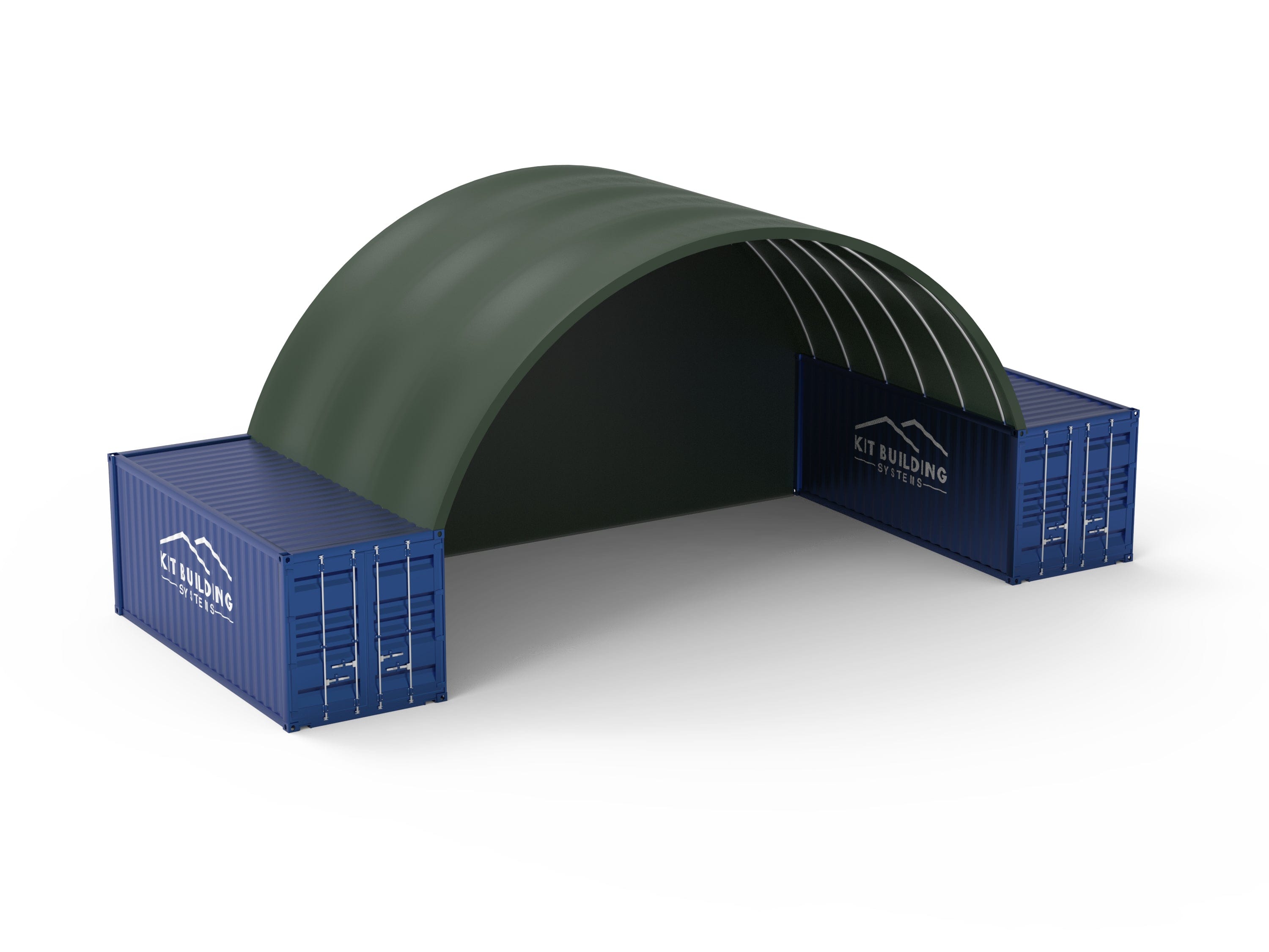 Kit Buildings Military Green / Back Panel Container Shelter - 33ft x 20ft x 12ft (10m x 6m x 3.6m)